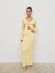 Clemmie Rosette Knit Top - Pale Lemon