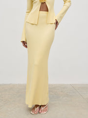Clemmie Knit Maxi Skirt - Pale Lemon