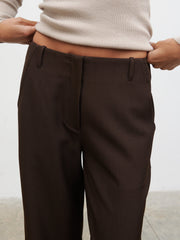 Colson Tailored Wide Leg Trousers - Chocolate