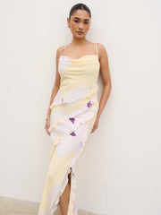 Constance Ruffle Maxi Dress - Watercolour Poppy