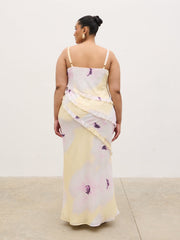 Constance Ruffle Maxi Dress Curve - Watercolour Poppy