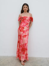 Daria Cowl Slip Maxi Dress - Pink Large Scale Floral