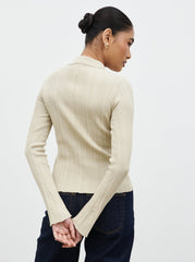 Denver Buttoned Long Sleeve Knit Top - Taupe