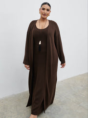 Dora Maxi Knit Cardigan Curve - Chocolate Brown