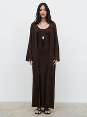 Dora Maxi Knit Cardigan - Chocolate Brown