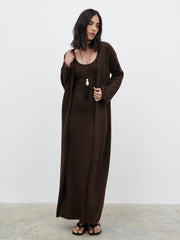 Dora Maxi Knit Cardigan - Chocolate Brown