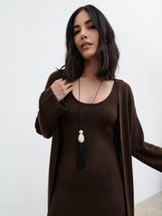Dora Maxi Knit Cardigan - Chocolate Brown