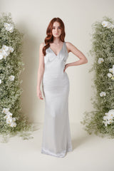 Esmee Maxi Bridesmaid Dress - Matte Silver