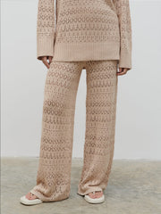 Eda Crotchet Knit Trousers - Oatmeal