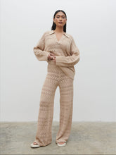 Eda Crotchet Knit Trousers - Oatmeal