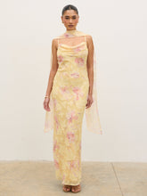Eden Scarf Jacquard Printed Maxi Dress - Lemon Blush Floral