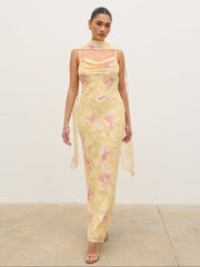 Eden Scarf Jacquard Printed Maxi Dress - Lemon Blush Floral