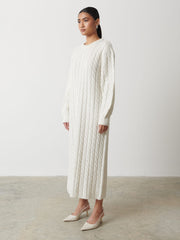 Elisha Cable Knit Midaxi Dress - Cream
