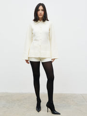 Ellice Collared Knit Cardigan - Cream