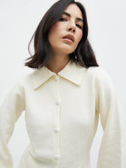 Ellice Collared Knit Cardigan - Cream
