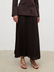 Elsa Pleated Midaxi Skirt - Brown