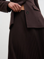 Elsa Pleated Midaxi Skirt - Brown