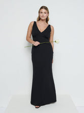 Esmee Crepe Maxi Bridesmaid Dress - Black