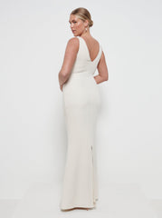 Esmee Crepe Bridesmaid Maxi Dress - Champagne