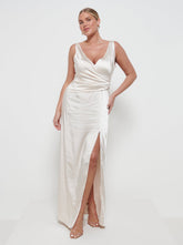 Esmee Wrap Maxi Bridesmaid Dress - Matte Champagne