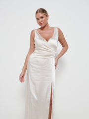 Esmee Wrap Maxi Bridesmaid Dress - Matte Champagne