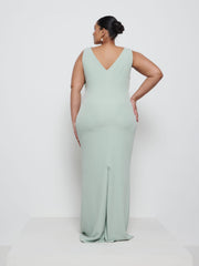 Esmee Crepe Maxi Bridesmaid Dress Curve - Sage