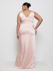 Esmee Wrap Maxi Bridesmaid Dress Curve - Blush