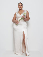 Esmee Wrap Maxi Bridesmaid Dress Curve - Champagne