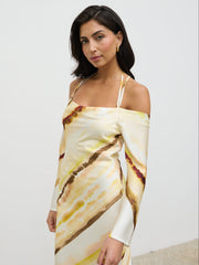 Ettore Cold Shoulder Maxi Dress - Yellow Ochre Ombre