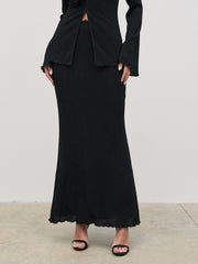 Evalina Crinkle Maxi Skirt - Black