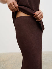 Evalina Crinkle Maxi Skirt - Brown