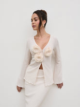 Evalina Crinkle Corsage Detail Top - Cream
