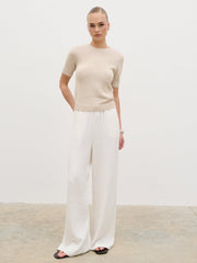 Fatima Knit Short Sleeve Top - Stone