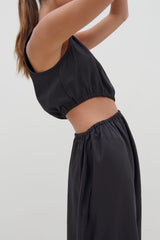 Fleur Cut Out Midaxi - Black