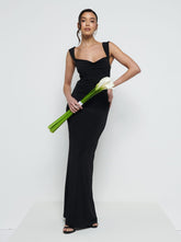 Florence Cowl Neck Jersey Maxi Bridesmaid Dress - Black