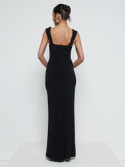 Florence Cowl Neck Jersey Maxi Bridesmaid Dress - Black