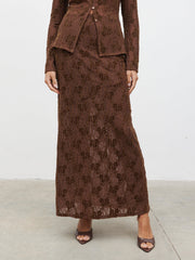 Francessca Lace Maxi Skirt - Brown Velvet