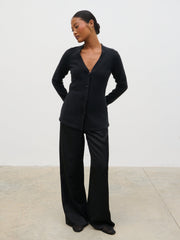 Gemma Longline Hourglass Knit Cardigan - Black