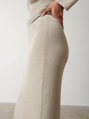 Gianna Metallic Knit Skirt - Metallic Champagne