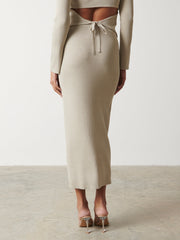 Gianna Metallic Knit Skirt - Metallic Champagne