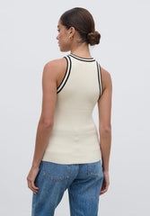 Gina Contrast Knit Top - Black and Cream