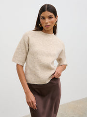 Gisella Short Sleeve Knit Top - Oatmeal