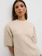 Gisella Short Sleeve Knit Top - Oatmeal