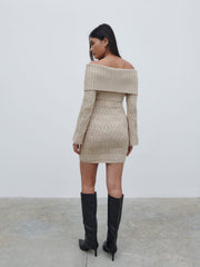 Grace Cable Knit Mini Dress - Taupe