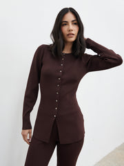 Gracelyn Knit Cardigan - Chocolate Brown