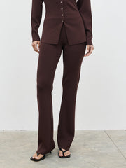 Gracelyn Knit Straight Leg Trousers - Chocolate Brown
