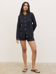 Gracie Fine Tape Knit Shorts - Navy