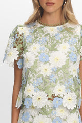 Heatwave Embroidered Top Floral Green