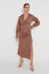 Harrie Ruched Skirt - Brown