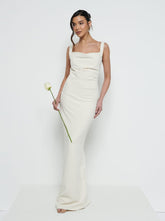 Harriet Cowl Neck Crepe Maxi Bridesmaid Dress - Champagne